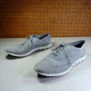 Cole Haan womens solid gray suede ZeroGrand wingtip oxfords 9.5 B